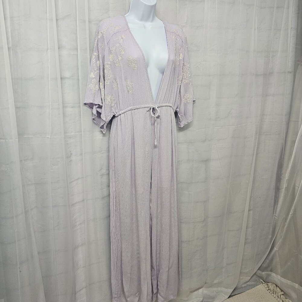 Caren Forbes Lavender Floral Jumpsuit Coquette Crop Wide Leg Bohemian L - Picture 6 of 15
